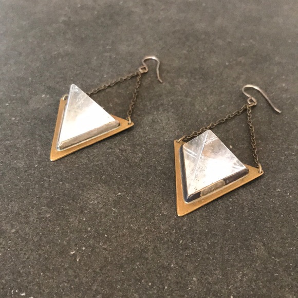 Quartz Pyramid Earrings - Picture 2 of 6